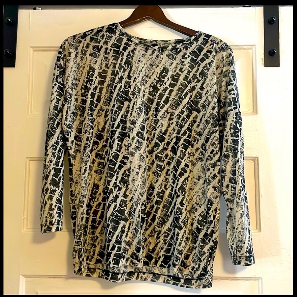 Zara Navy & Cream Patterned Airy Top